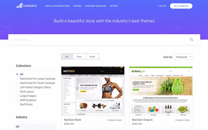 Selecting a BigCommerce theme